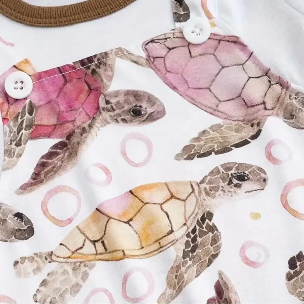 New baby turtle print romper 0-3 months
